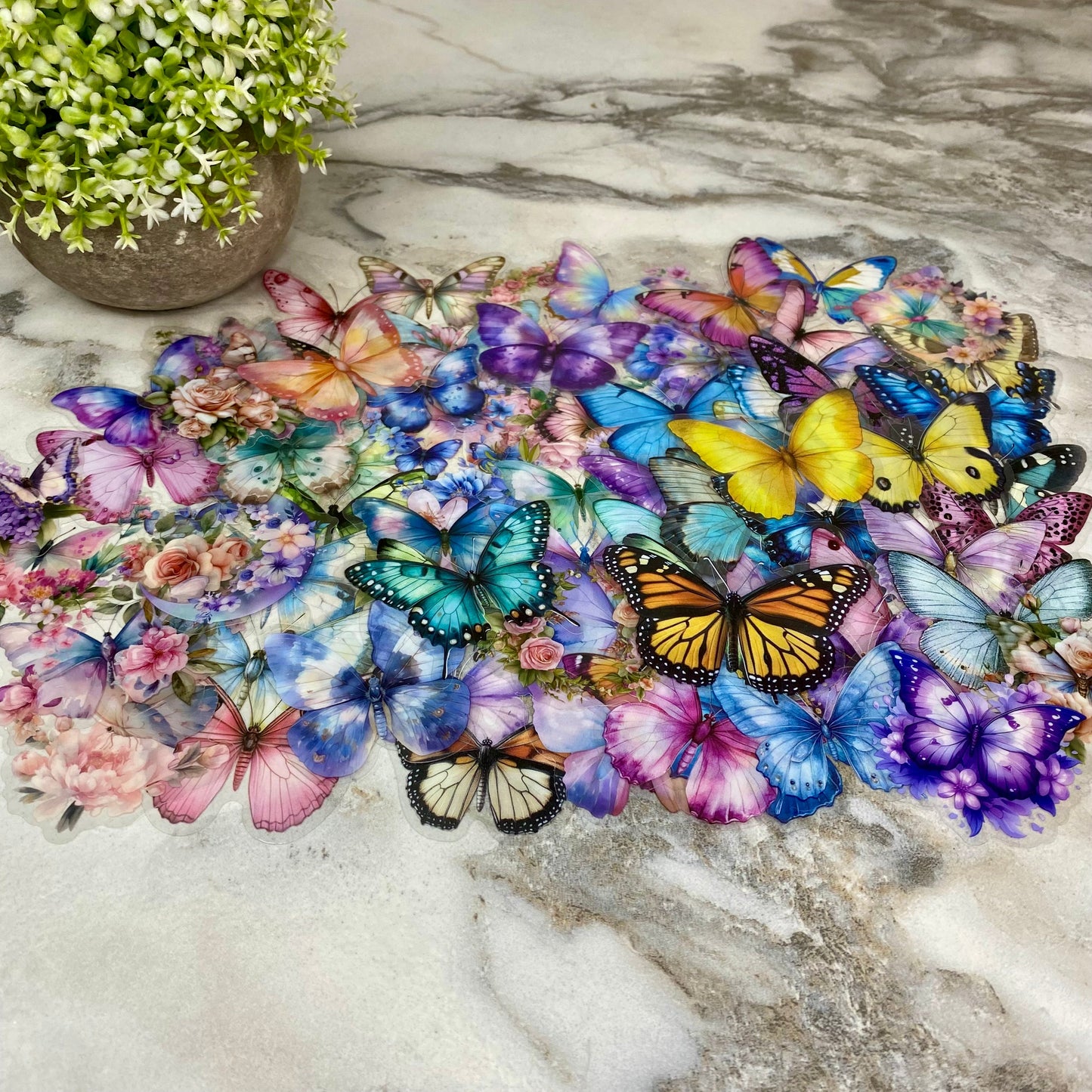 Stickers - Clear Butterfly Floral