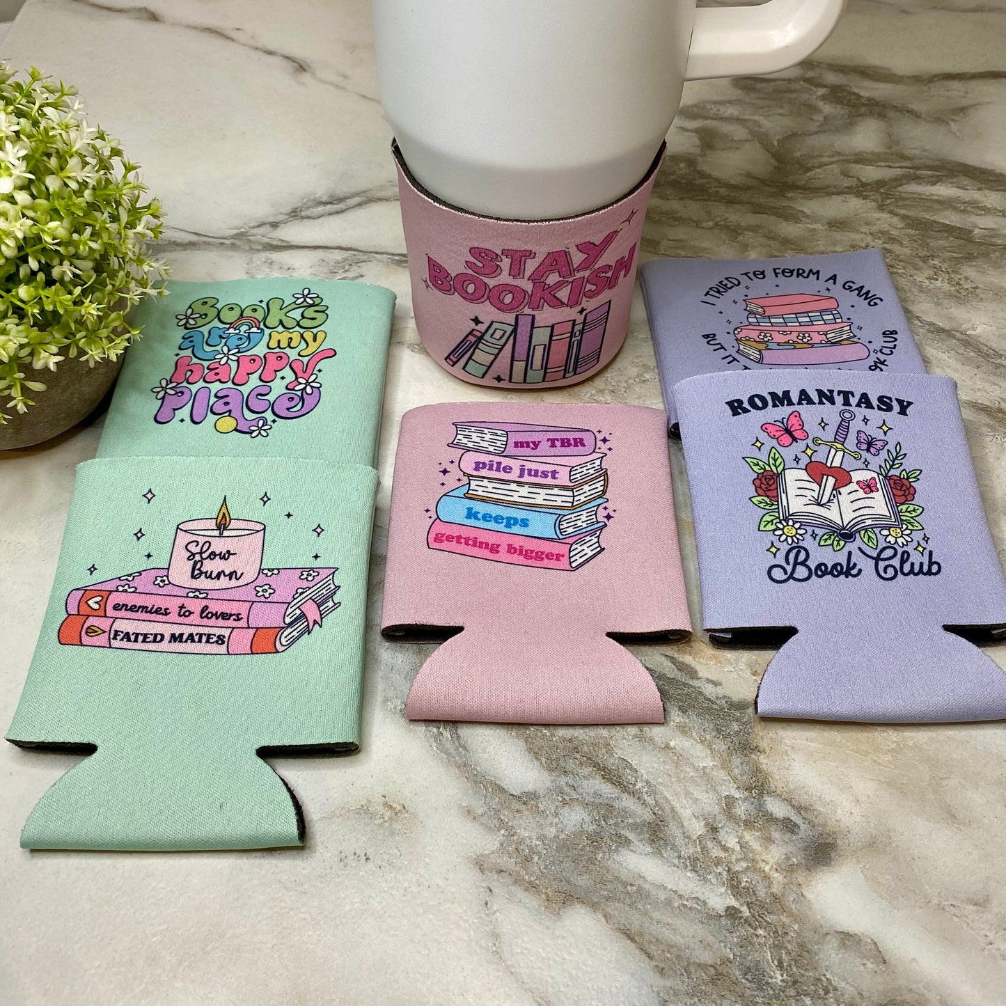 Neoprene Cup Holder Koozie Tumbler - Book