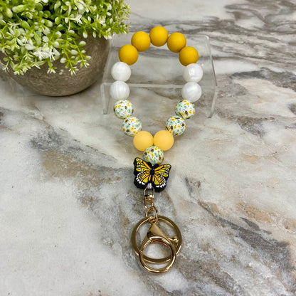 Silicone Bracelet Keychain - Yellow Butterfly