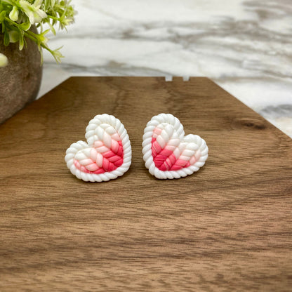 Acrylic Stud Earrings - Knit Heart