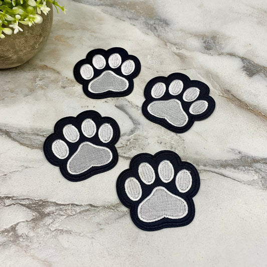 Patch Embroidered - Black & White Paw