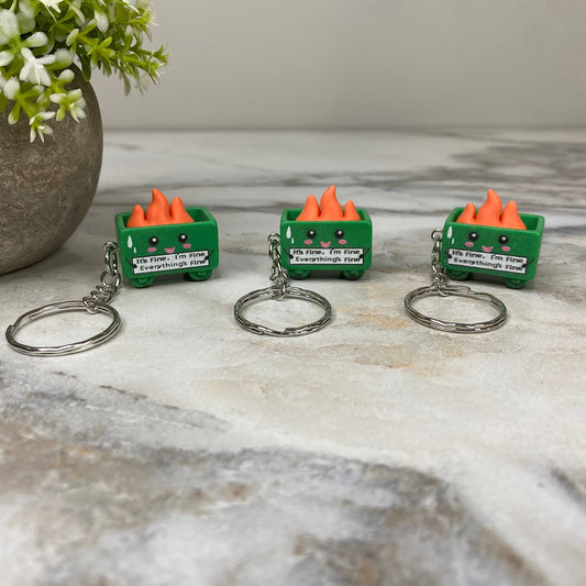 Keychain Figurine - Green Dumpster Fire