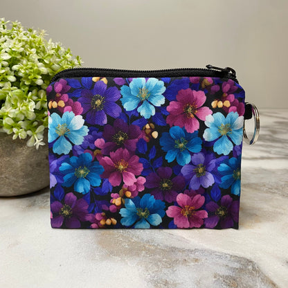 Mini Pouch - Floral Pink Purple Aqua