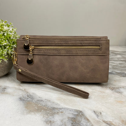 Wallet - Rectangle Soft Faux Leather - Brown
